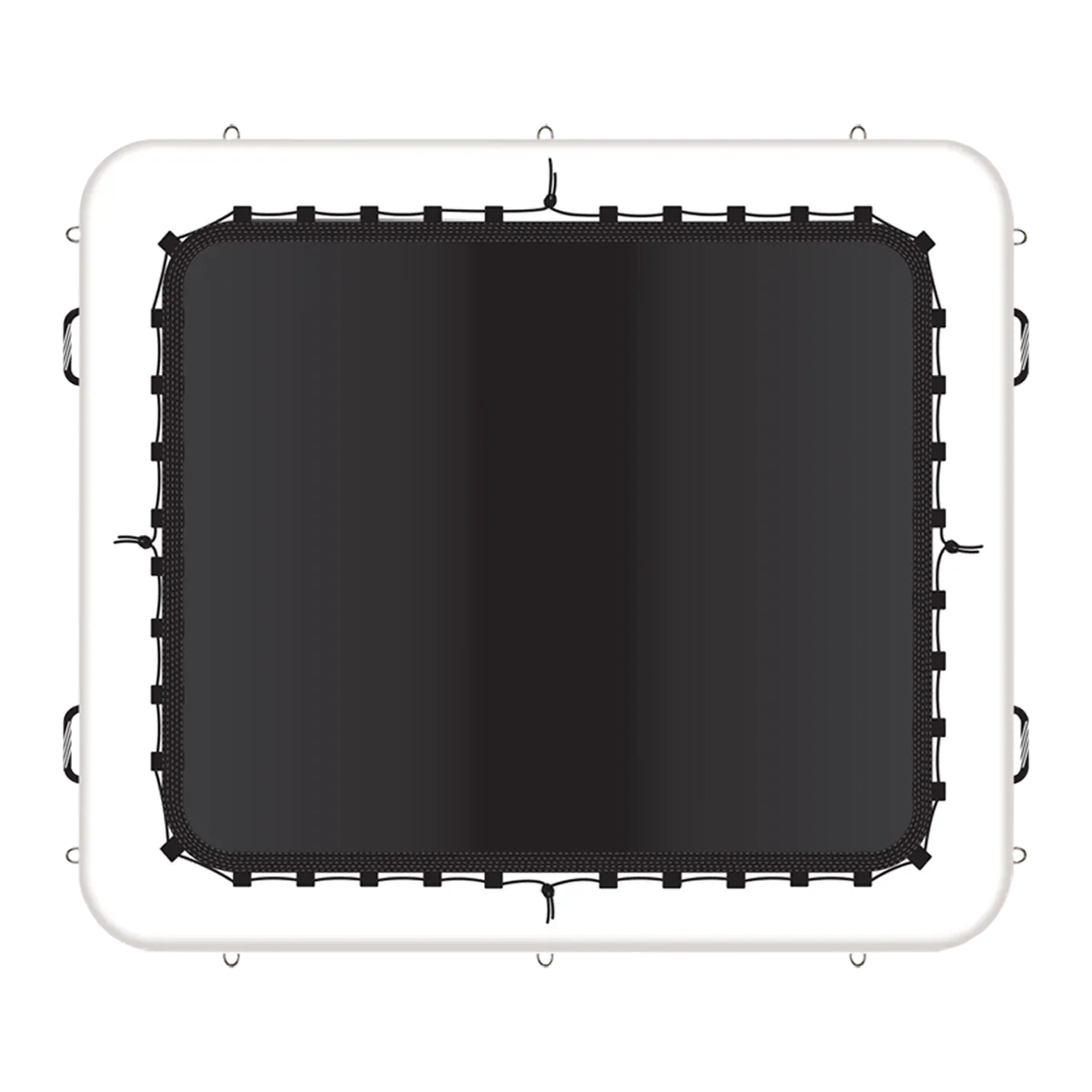 Bottom view of POP Aqua Net inflatable dock showing reinforced net system for swimming and lounging.