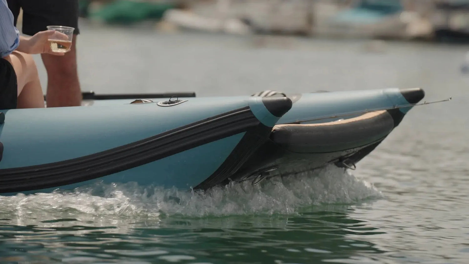 Rover Marine inflatable dinghy bow on water