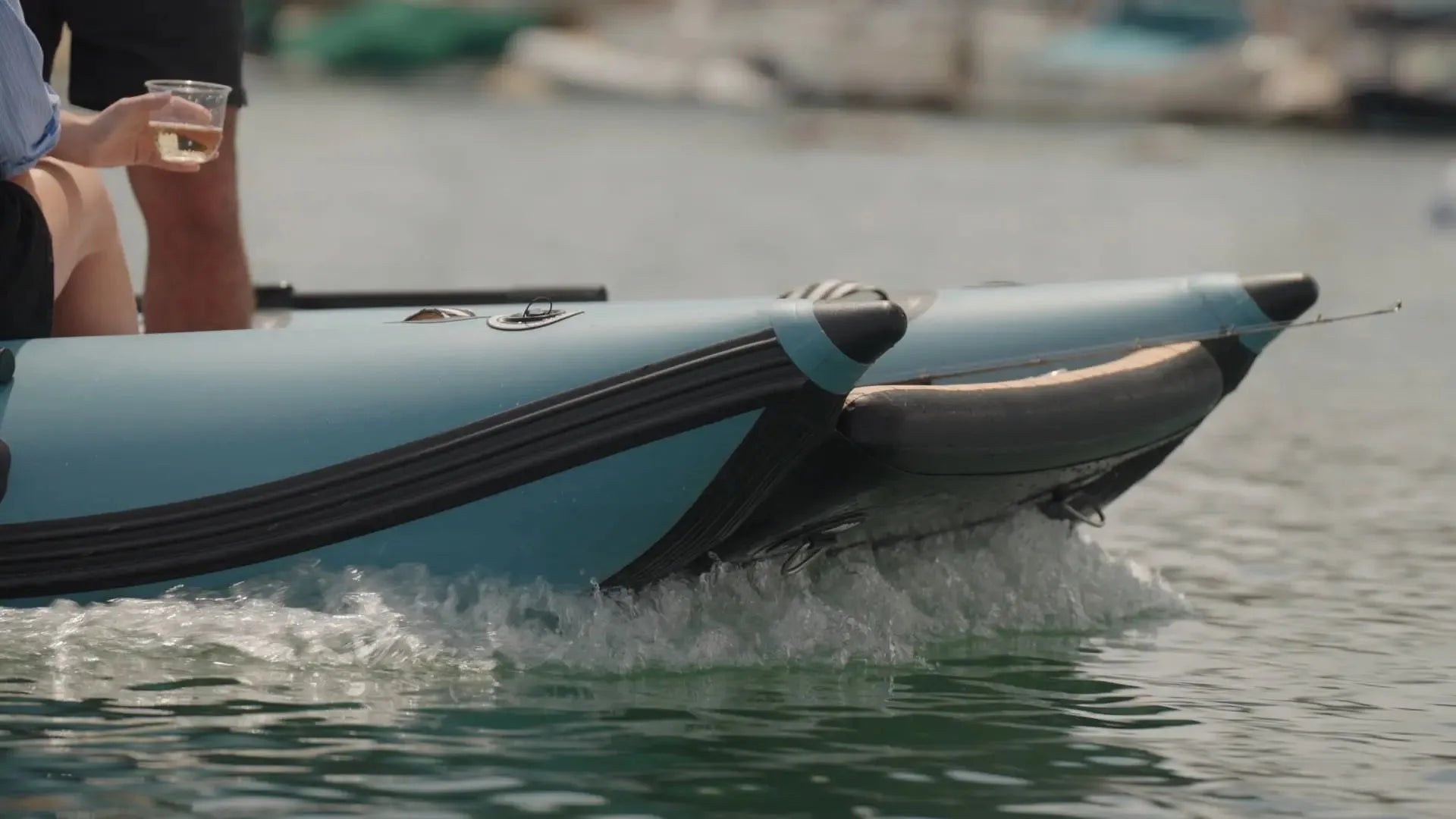 Rover Marine inflatable dinghy bow on water