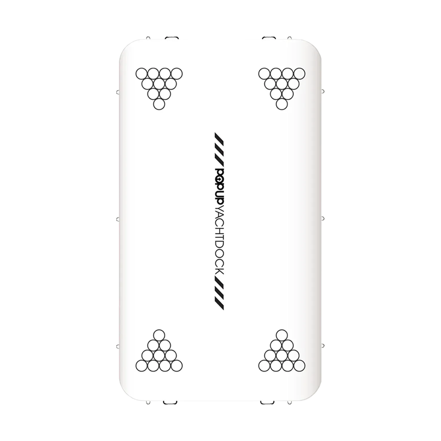 Overhead view of POP YachtDock inflatable platform with spacious teak-like non-slip surface.