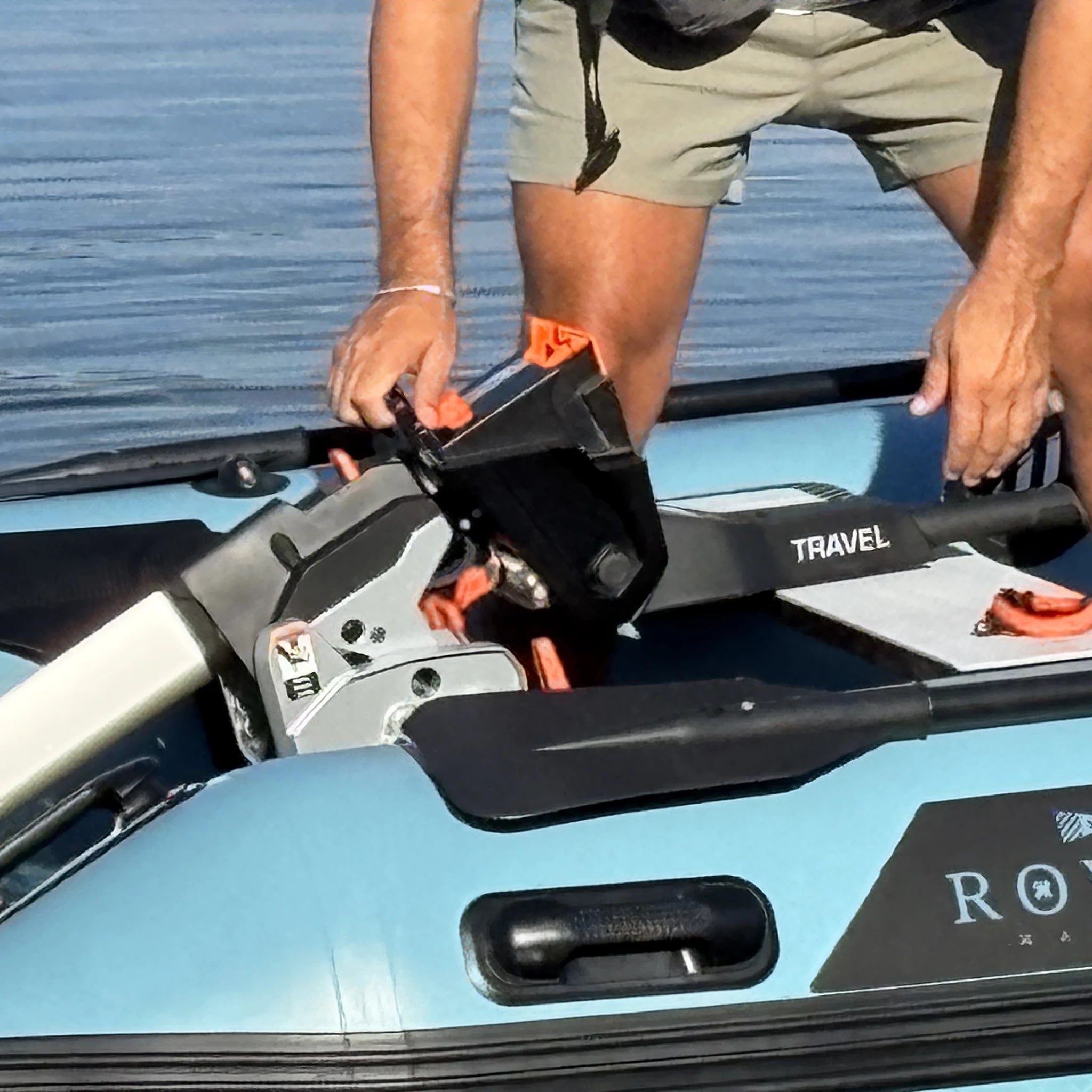 Battle Boat 10ft paired with Torqeedo Travel electric outboard motor, motor install