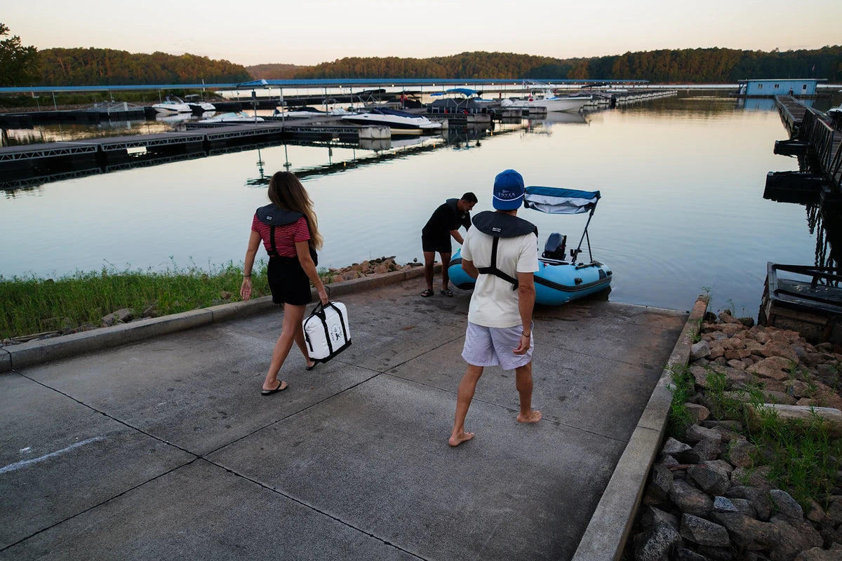 Battle Boat 12ft paired with Yamaha 9.9HP outboard motor, boat launch