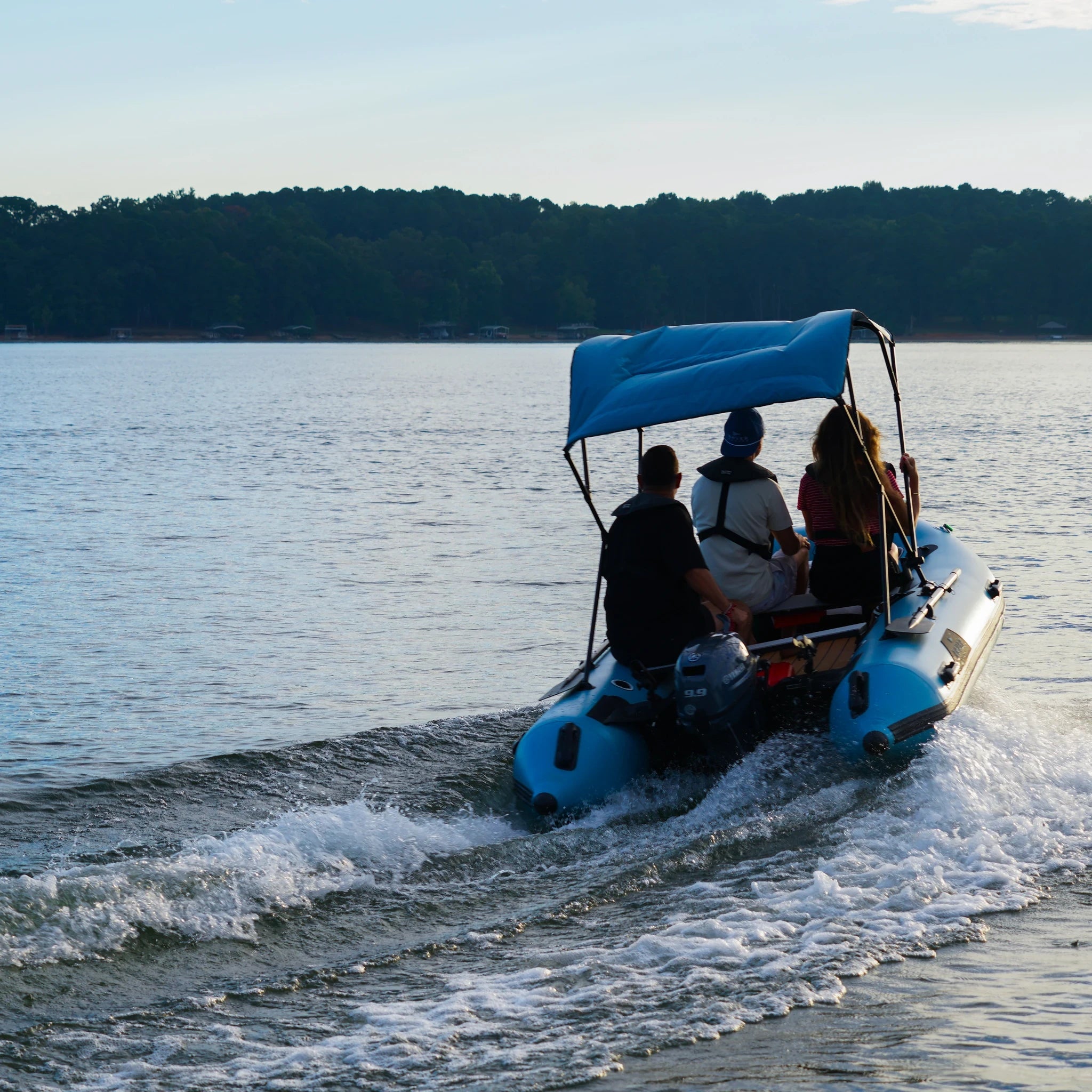 Battle Boat 12ft paired with Yamaha 9.9HP outboard motor, lake cruise