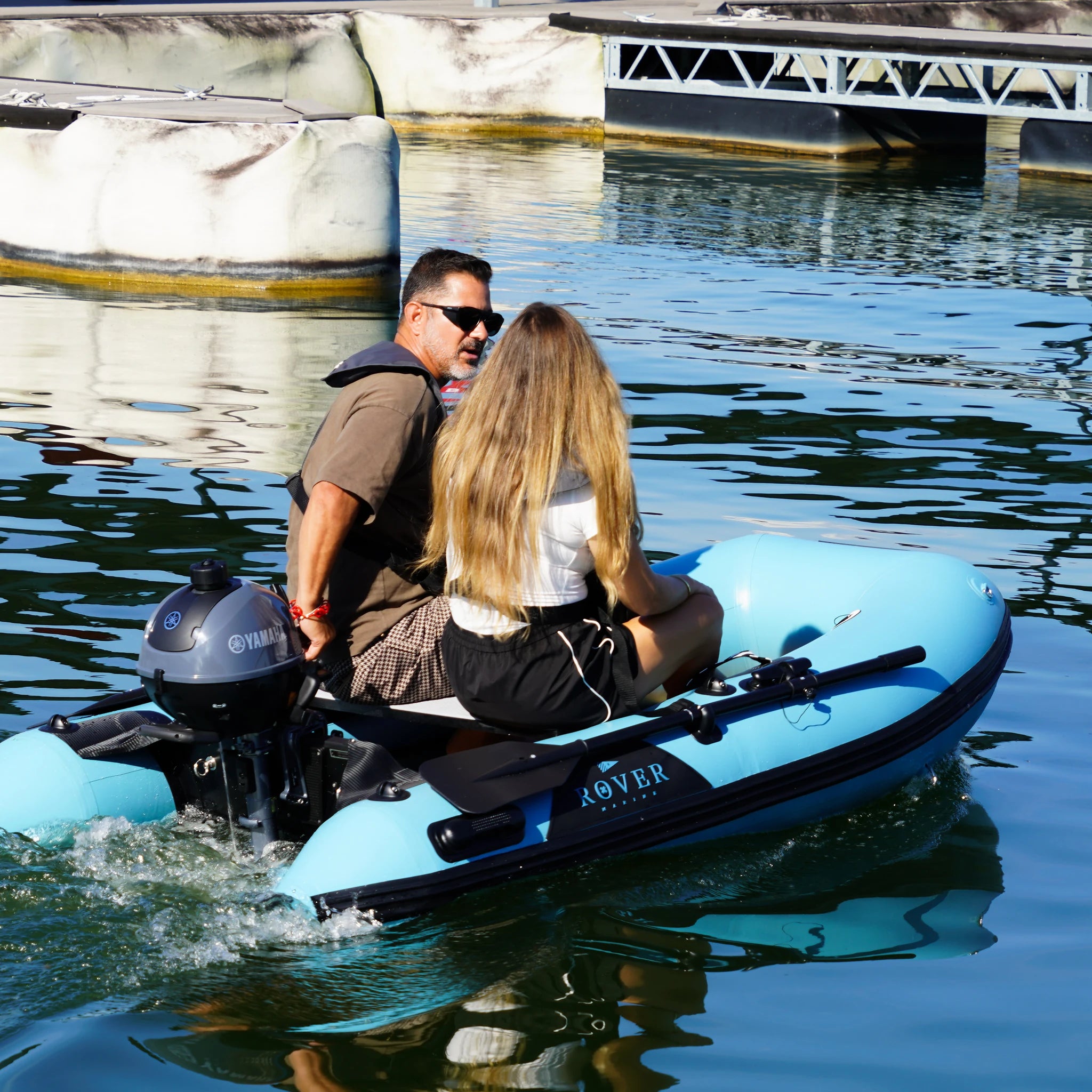 Battle Boat 8ft paired with Yamaha 2.5HP outboard motor, lake cruise