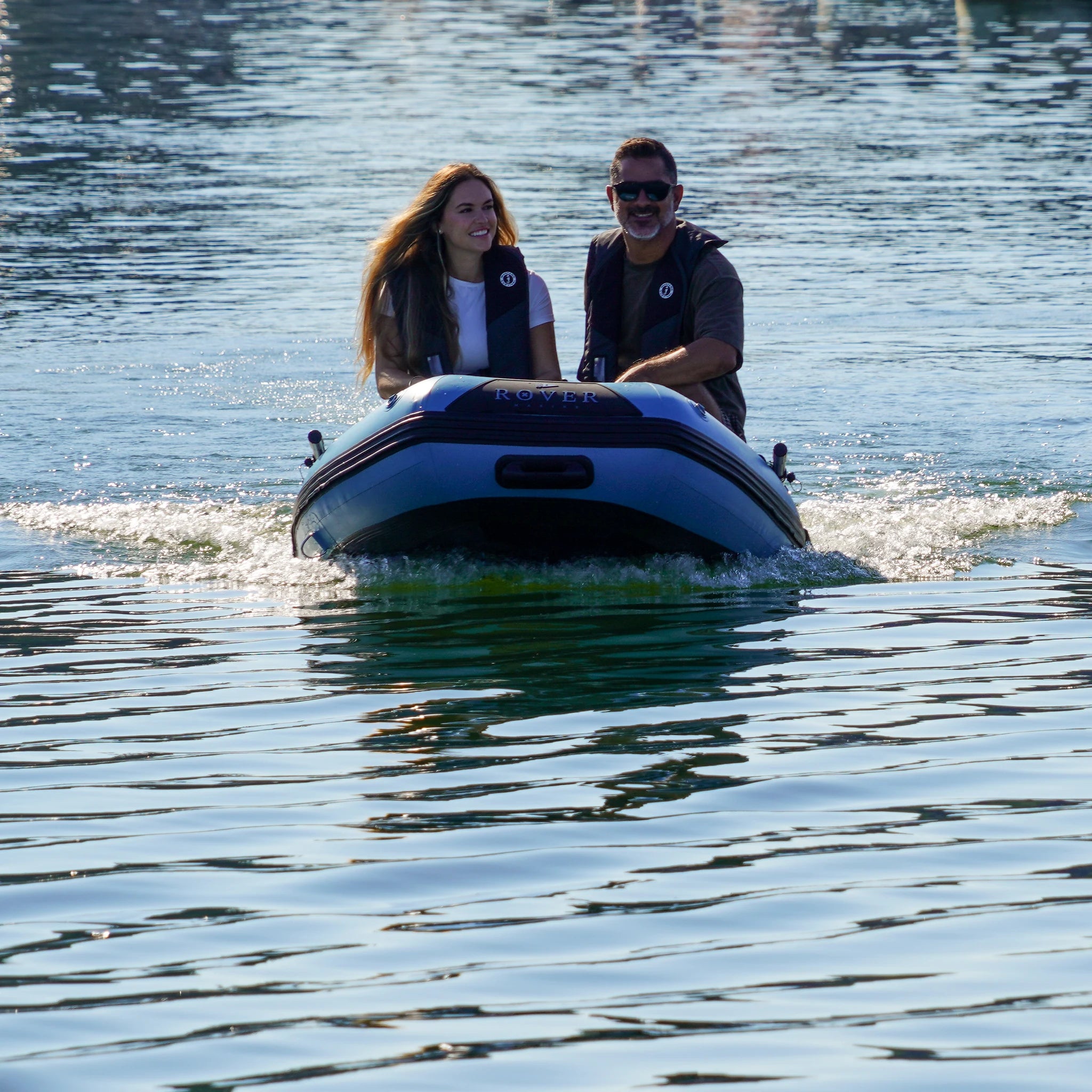 Battle Boat 8ft paired with Yamaha 2.5HP outboard motor, lake cruise
