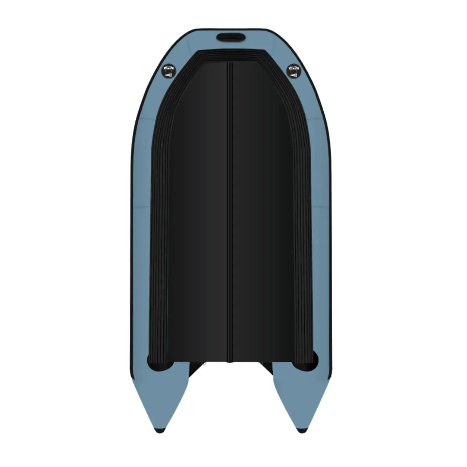 Bottom view of the Rover Marine Battle Boat inflatable watercraft, showing its durable hull and streamlined design for stability and performance on the water.