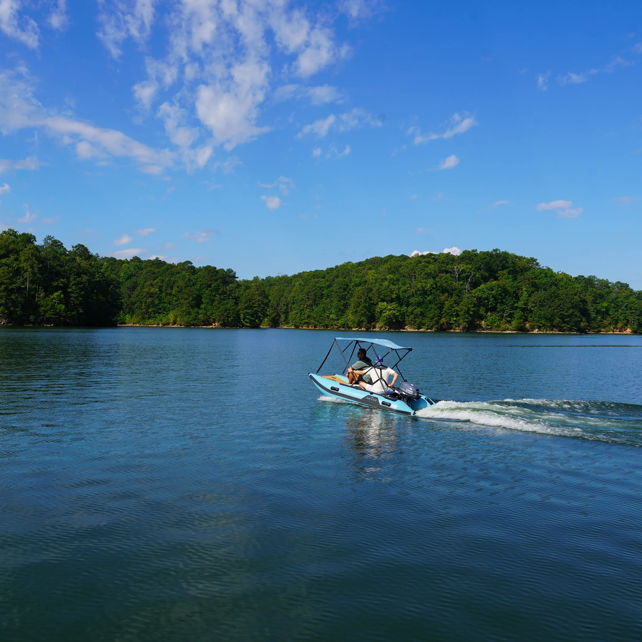 Battle Cat 10ft paired with Yamaha 6HP outboard motor, lake cruise