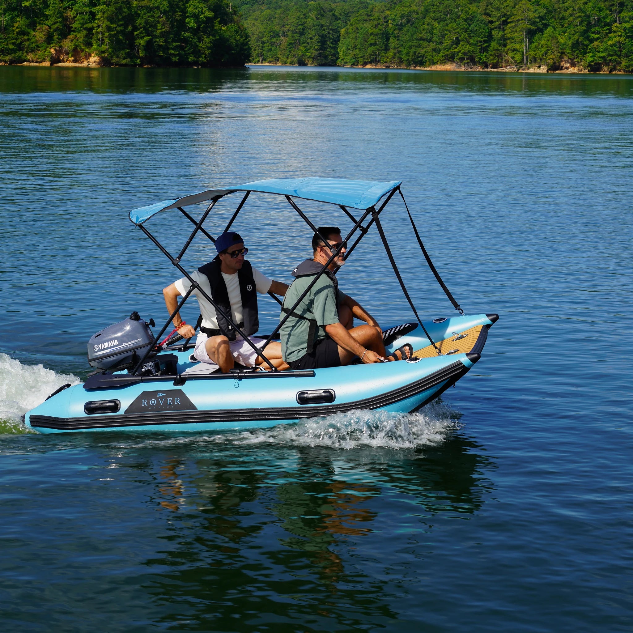 Battle Cat 10ft paired with Yamaha 6HP outboard motor, lake cruise