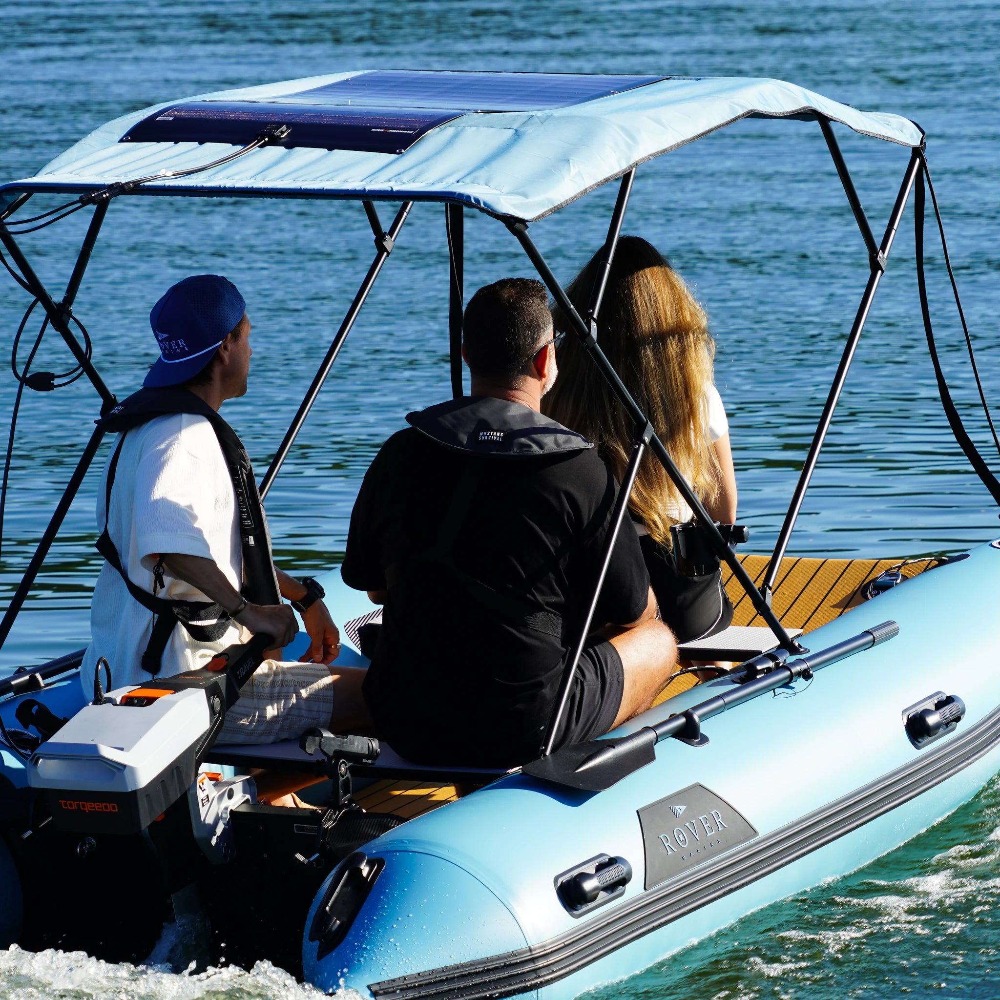 Battle Cat 12ft paired with Torqeedo electric outboard with solar assist, motor detail