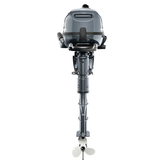 Yamaha 4 HP 4-stroke tiller outboard motor, back view